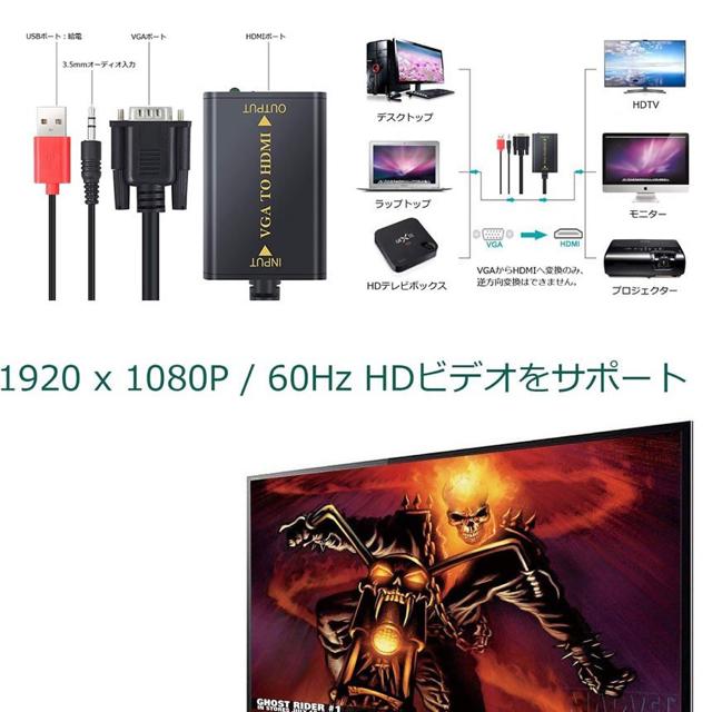 VGA HDMI ビデオ変換ケーブル Usee VGA to HDMI 変換アダプター < PC本体/周辺機器  VGA HDMI ビデオ変換ケーブル Usee VGA to HDMI 変換アダプター < PC本体/周辺機器の