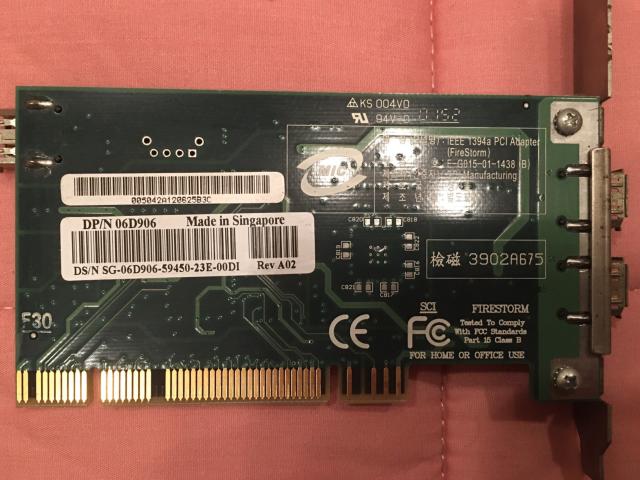 ■Dell製 FireStorm 06D906 IEEE1394A 3port PCIカード < PC本体/周辺機器  ■Dell製 FireStorm 06D906 IEEE1394A 3port PCIカード < PC本体/周辺機器の