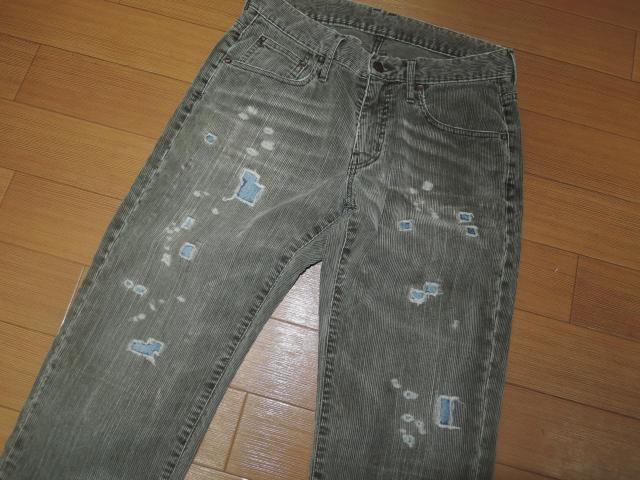 TMT ダメージ加工 コーデュロイ パンツ S デニム あて布パッチ < ブランド  TMT ダメージ加工 コーデュロイ パンツ S デニム あて布パッチ < ブランドの