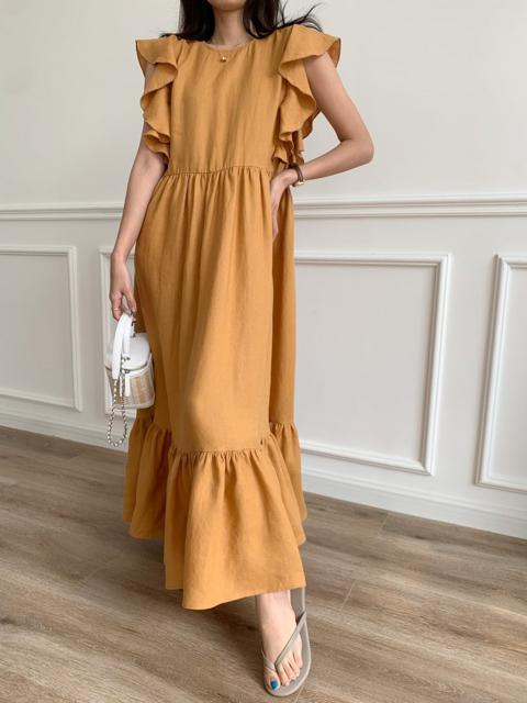 birthdaybashショルダーフリルリネンdressロングドレスマキシワンピースイエローオレンジバースデーバッシュ黄色 < 女性ファッション birthdaybashショルダーフリルリネンdressロングドレスマキシワンピースイエローオレンジバースデーバッシュ黄色 < 女性ファッションの