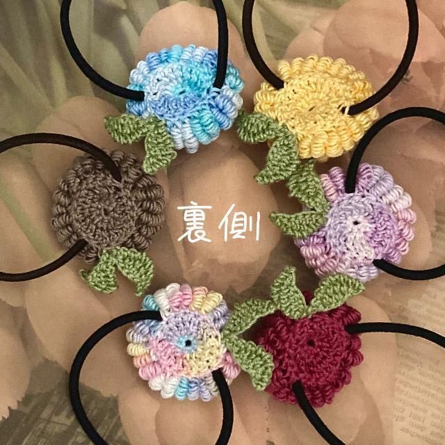 ハンドメイド♪レース編み コイル編みお花モチーフのヘアゴム < 女性ファッション  ハンドメイド♪レース編み コイル編みお花モチーフのヘアゴム < 女性ファッションの