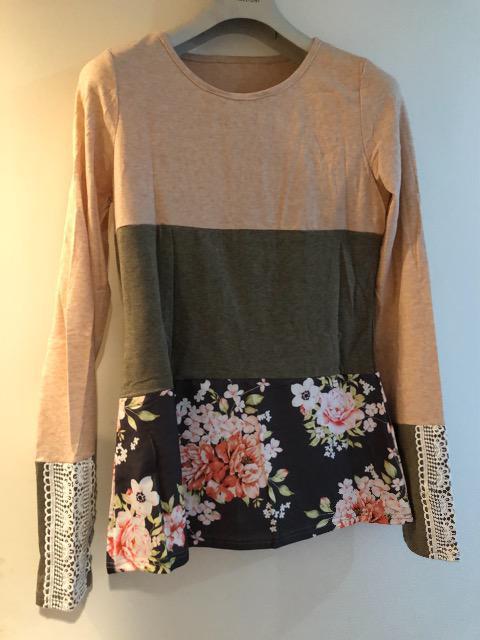 特価新品未使用プルオーバー 素敵オシャレベージュ 花柄グリーンレースフェミニン希少レア < 女性ファッション  特価新品未使用プルオーバー 素敵オシャレベージュ 花柄グリーンレースフェミニン希少レア < 女性ファッションの