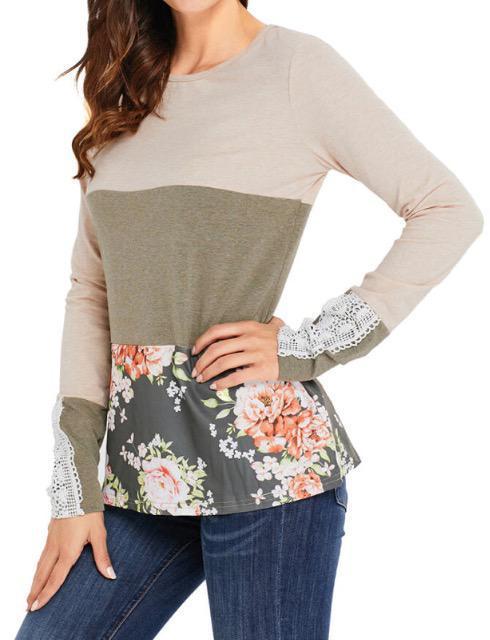 特価新品未使用プルオーバー 素敵オシャレベージュ 花柄グリーンレースフェミニン希少レア < 女性ファッション  特価新品未使用プルオーバー 素敵オシャレベージュ 花柄グリーンレースフェミニン希少レア < 女性ファッションの