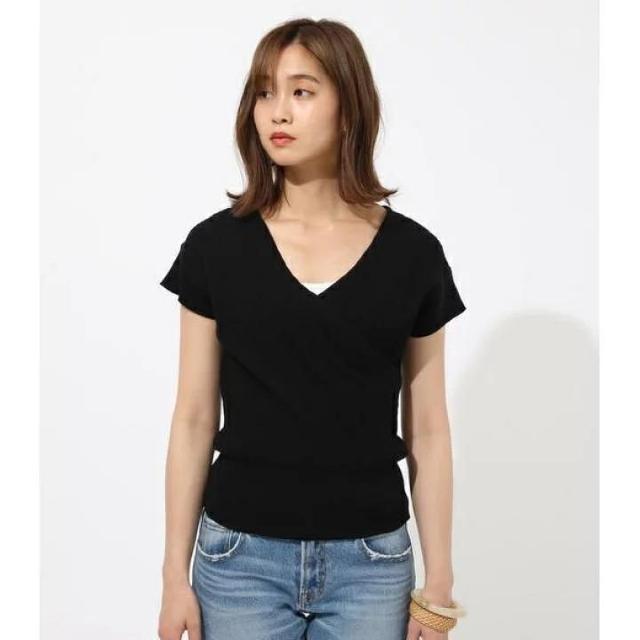 ◆AZUL by moussy/アズール◆カシュクールニットトップス★ブラックM*秋コーデ♪ < ブランド  ◆AZUL by moussy/アズール◆カシュクールニットトップス★ブラックM*秋コーデ♪ < ブランドの