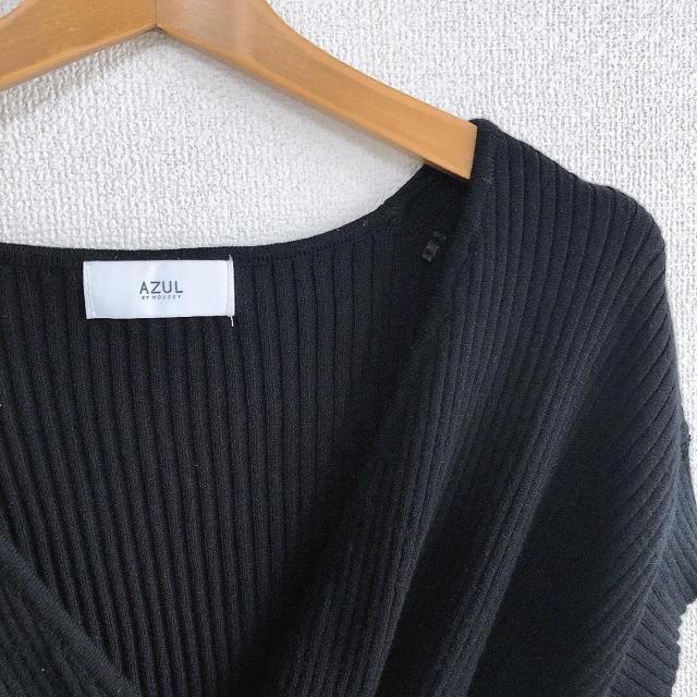 ◆AZUL by moussy/アズール◆カシュクールニットトップス★ブラックM*秋コーデ♪ < ブランド  ◆AZUL by moussy/アズール◆カシュクールニットトップス★ブラックM*秋コーデ♪ < ブランドの