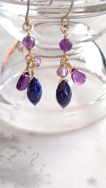 14kgf*ラピスラズリとアメジストのピアス*24041 < 女性アクセサリー/時計  14kgf*ラピスラズリとアメジストのピアス*24041 < 女性アクセサリー/時計の