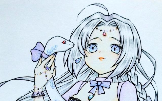 自作イラスト/オリジナル/使い魔のヘビさんと魔女っ娘 < アニメ/コミック/キャラクター  自作イラスト/オリジナル/使い魔のヘビさんと魔女っ娘 < アニメ/コミック/キャラクターの