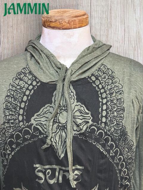 ロータスロンT ダブルドルジェ 魔除け アジアン 蓮 エスニック 長袖 < 男性ファッション ロータスロンT ダブルドルジェ 魔除け アジアン 蓮 エスニック 長袖 < 男性ファッションの