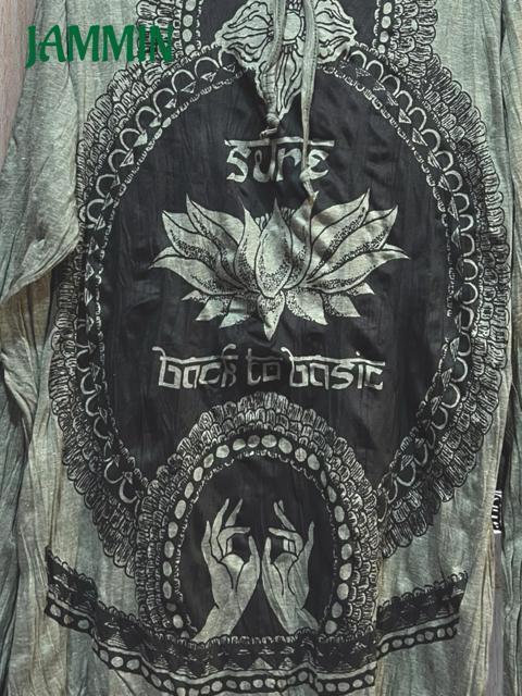 ロータスロンT ダブルドルジェ 魔除け アジアン 蓮 エスニック 長袖 < 男性ファッション ロータスロンT ダブルドルジェ 魔除け アジアン 蓮 エスニック 長袖 < 男性ファッションの