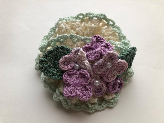 ハンドメイド ボリューム シュシュ パープルの紫陽花ひとつ♪ < 女性ファッション  ハンドメイド ボリューム シュシュ パープルの紫陽花ひとつ♪  < 女性ファッションの