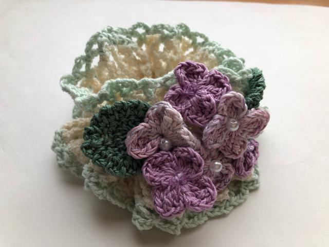 ハンドメイド ボリューム シュシュ パープルの紫陽花ひとつ♪ < 女性ファッション  ハンドメイド ボリューム シュシュ パープルの紫陽花ひとつ♪ < 女性ファッションの