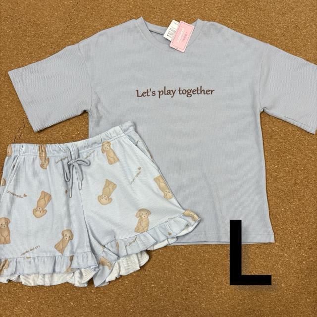 新品未使用タグ付きLサイズ パジャマ ルームウェア ワッフル生地 プードル柄 サックス < 女性ファッション  新品未使用タグ付きLサイズ パジャマ ルームウェア ワッフル生地 プードル柄 サックス  < 女性ファッションの