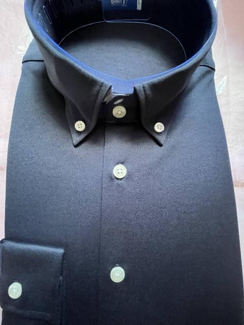 3Lサイズ!高貴紳士的!ストレッチ素材!Tシャツのような着心地!快適な!形態安定!吸汗速乾!長袖ボタンダウンニットシャツ!紺色! < 男性ファッション  3Lサイズ!高貴紳士的!ストレッチ素材!Tシャツのような着心地!快適な!形態安定!吸汗速乾!長袖ボタンダウンニットシャツ!紺色!  < 男性ファッションの