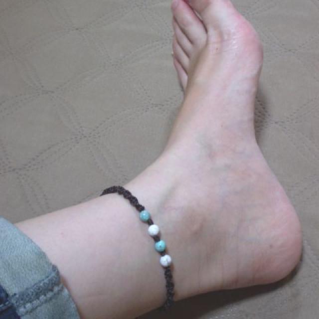 天然石*紐編みアンクレット*6 < 女性アクセサリー/時計 天然石*紐編みアンクレット*6 < 女性アクセサリー/時計の