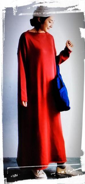 *肌触り優しいコットンニット ゆるワンピース*新品 ボルドー < 女性ファッション *肌触り優しいコットンニット ゆるワンピース*新品 ボルドー < 女性ファッションの