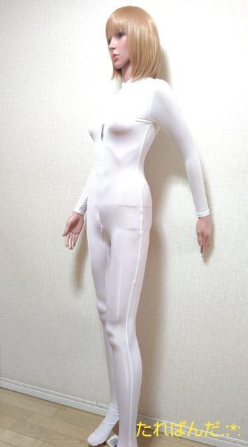 新品タグ付☆光沢つるA純白スキン素材の2ヶZIP付きジヤンプスーツ6278☆3点で即落 < 女性ファッション  新品タグ付☆光沢つるA純白スキン素材の2ヶZIP付きジヤンプスーツ6278☆3点で即落 < 女性ファッションの