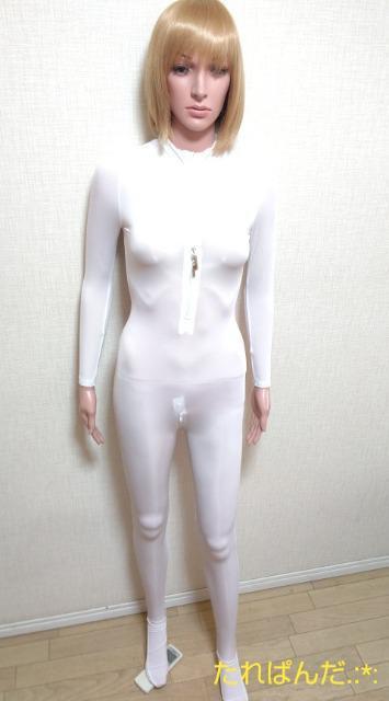新品タグ付☆光沢つるA純白スキン素材の2ヶZIP付きジヤンプスーツ6278☆3点で即落 < 女性ファッション  新品タグ付☆光沢つるA純白スキン素材の2ヶZIP付きジヤンプスーツ6278☆3点で即落 < 女性ファッションの