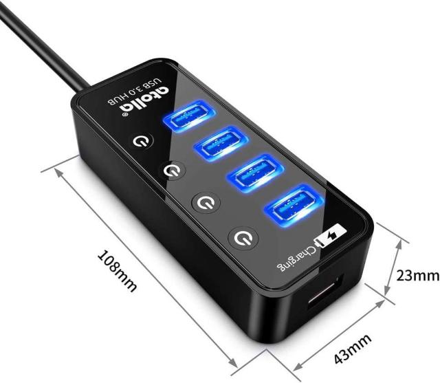 USB3.0ハブ 4ポート5Gbps高速データ転送 USB HUB 3.0 の 増設 + 1充電ポート、独立スイッチ付 バスパワー < PC本体/周辺機器  USB3.0ハブ 4ポート5Gbps高速データ転送 USB HUB 3.0 の 増設 + 1充電ポート、独立スイッチ付 バスパワー < PC本体/周辺機器の