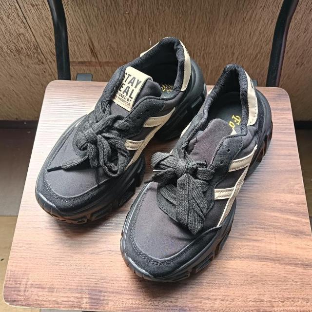 新品 23cm レディース スニーカー ブラック シューズ 靴 身長アップ < 女性ファッション  新品 23cm レディース スニーカー ブラック シューズ 靴 身長アップ  < 女性ファッションの