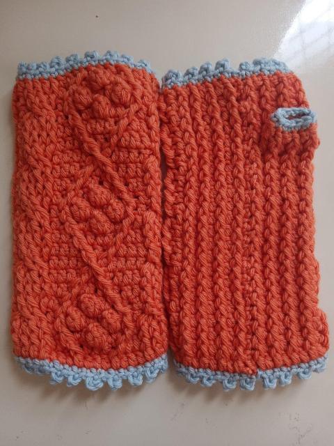 ハンドウォーマー(オレンジ×水色)女性用 < 女性ファッション  ハンドウォーマー(オレンジ×水色)女性用  < 女性ファッションの