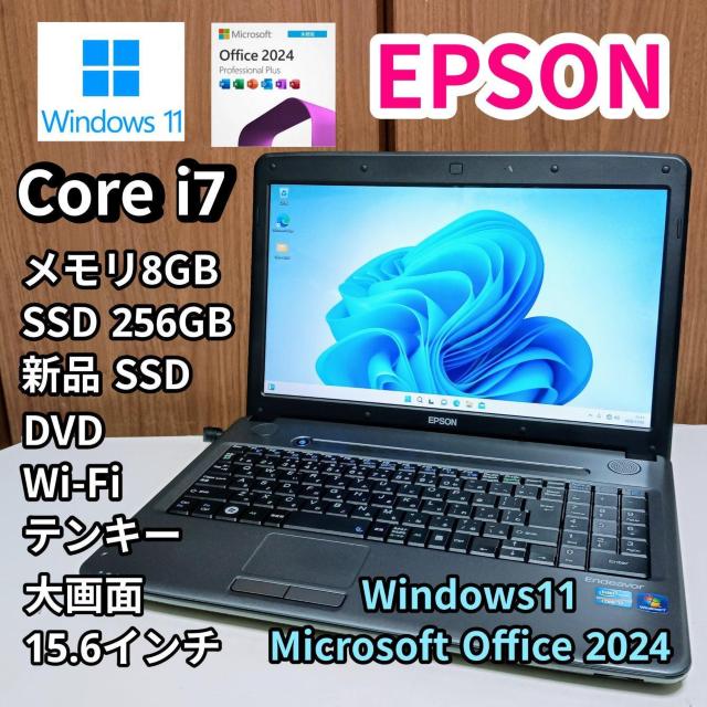 EPSON Endeavor Corei7 8GB ViSSD256GB Windows11 Office2024 DVD   PC{/Ӌ@ 
