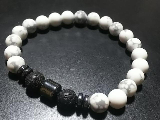 天然石★ハウライト 8mm ブレス < 女性アクセサリー/時計 天然石★ハウライト 8mm ブレス < 女性アクセサリー/時計の