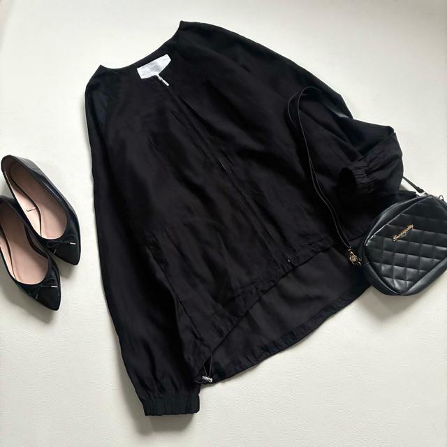 ◆美品◆アバハウスエクリュ◆シアーノーカラージャケット◆黒◆大きいサイズ感◆F < ブランド ◆美品◆アバハウスエクリュ◆シアーノーカラージャケット◆黒◆大きいサイズ感◆F < ブランドの