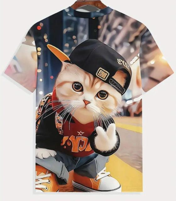 季節到来3Dユニセックス可愛い猫ちゃんTシャツ < 男性ファッション  季節到来3Dユニセックス可愛い猫ちゃんTシャツ  < 男性ファッションの