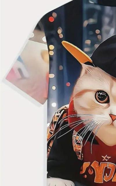 季節到来3Dユニセックス可愛い猫ちゃんTシャツ < 男性ファッション  季節到来3Dユニセックス可愛い猫ちゃんTシャツ < 男性ファッションの