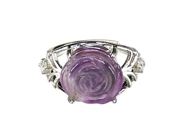 一点物アメジストバラ手彫り指輪リングAAA天然石約13.5号U0641RZa < 女性アクセサリー/時計  一点物アメジストバラ手彫り指輪リングAAA天然石約13.5号U0641RZa  < 女性アクセサリー/時計の