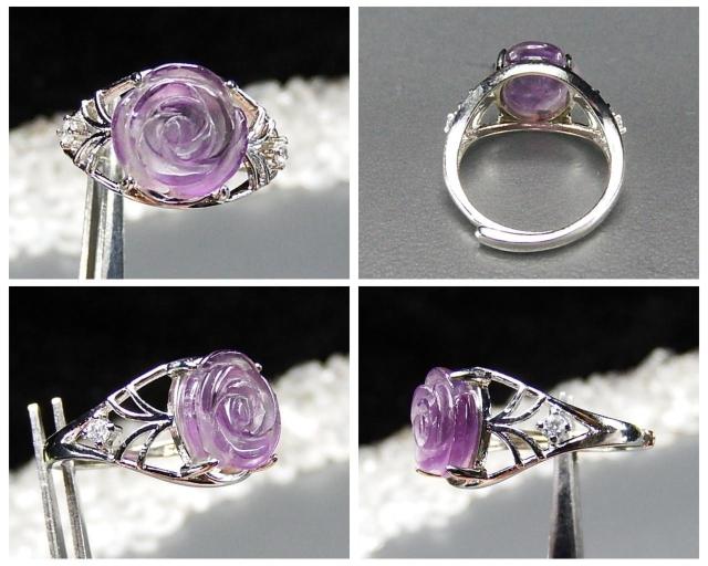 一点物アメジストバラ手彫り指輪リングAAA天然石約13.5号U0641RZa < 女性アクセサリー/時計  一点物アメジストバラ手彫り指輪リングAAA天然石約13.5号U0641RZa < 女性アクセサリー/時計の