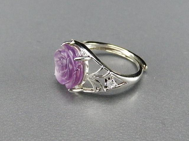 一点物アメジストバラ手彫り指輪リングAAA天然石約13.5号U0641RZa < 女性アクセサリー/時計  一点物アメジストバラ手彫り指輪リングAAA天然石約13.5号U0641RZa < 女性アクセサリー/時計の