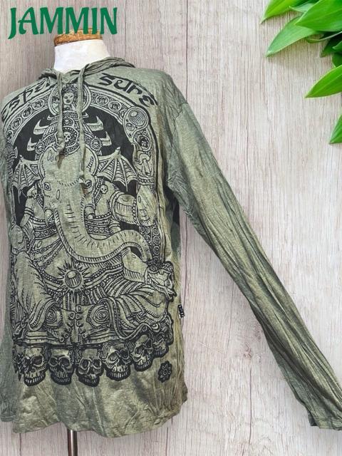 ガネーシャ神ロンT ガネーシャ アジアン エスニック ヒッピー サイケ < 男性ファッション ガネーシャ神ロンT ガネーシャ アジアン エスニック ヒッピー サイケ < 男性ファッションの