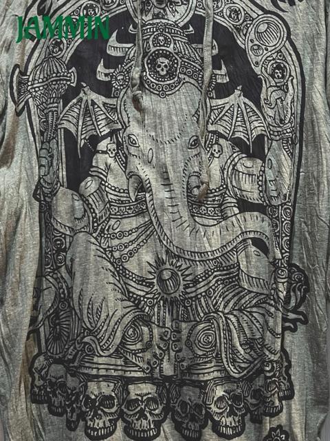 ガネーシャ神ロンT ガネーシャ アジアン エスニック ヒッピー サイケ < 男性ファッション ガネーシャ神ロンT ガネーシャ アジアン エスニック ヒッピー サイケ < 男性ファッションの