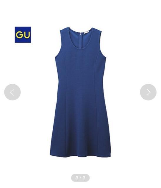 GU ジーユー フィット&フレアワンピース ブルー 青 M < ブランド  GU ジーユー フィット&フレアワンピース ブルー 青 M  < ブランドの