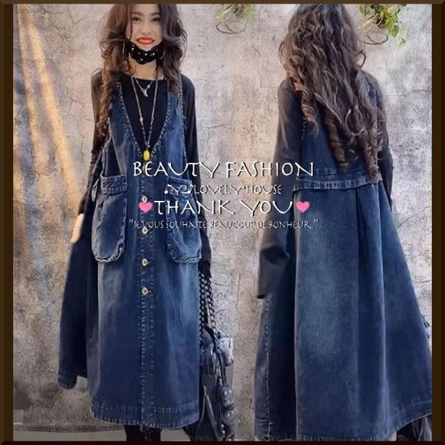 〜3L4L*BIGポケット+前開きデニムワンピース/ジャンパ < 女性ファッション 〜3L4L*BIGポケット+前開きデニムワンピース/ジャンパ < 女性ファッションの
