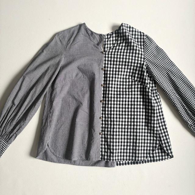 ◆美品◆1.5万◆CAST◆三陽商会◆アシンメトリーギンガムチェックブラウス◆M < 女性ファッション ◆美品◆1.5万◆CAST◆三陽商会◆アシンメトリーギンガムチェックブラウス◆M < 女性ファッションの