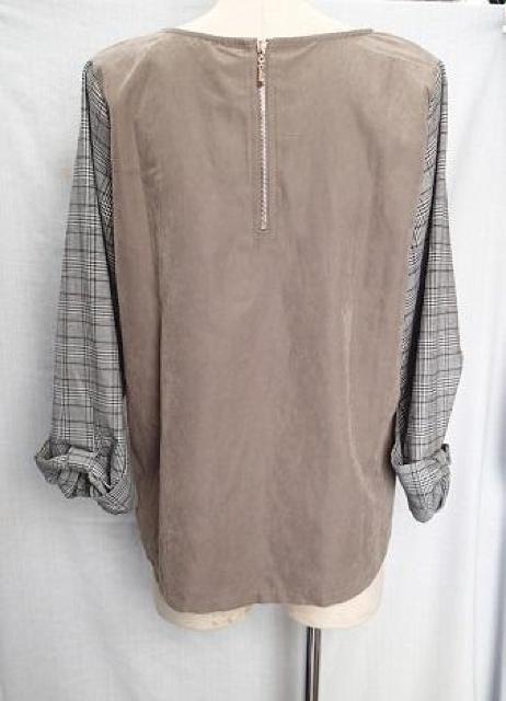 ◆OLIVE des OLIVE オリーブデオリーブ/チェック柄 デザイントップス プルオーバー 袖口リボン/サイズM < 女性ファッション  ◆OLIVE des OLIVE オリーブデオリーブ/チェック柄 デザイントップス プルオーバー 袖口リボン/サイズM < 女性ファッションの