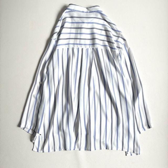 ◆極美品◆百貨店ブランド◆ゆったりストライプブラウスシャツ◆白×青◆M◆シフォン < 女性ファッション ◆極美品◆百貨店ブランド◆ゆったりストライプブラウスシャツ◆白×青◆M◆シフォン < 女性ファッションの