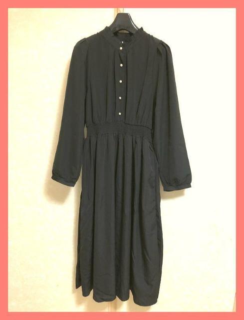 ☆今期新品☆大人カワイイ♪フリル襟ジョーゼットフレアロングワンピL黒☆ < 女性ファッション ☆今期新品☆大人カワイイ♪フリル襟ジョーゼットフレアロングワンピL黒☆ < 女性ファッションの