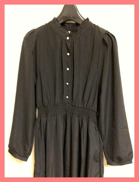 ☆今期新品☆大人カワイイ♪フリル襟ジョーゼットフレアロングワンピL黒☆ < 女性ファッション ☆今期新品☆大人カワイイ♪フリル襟ジョーゼットフレアロングワンピL黒☆ < 女性ファッションの