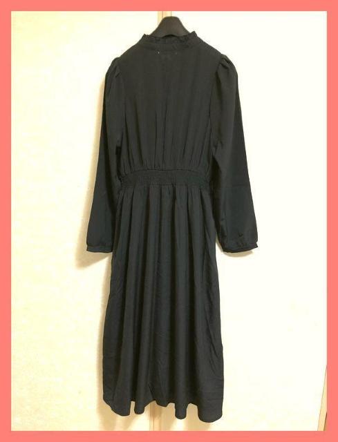 ☆今期新品☆大人カワイイ♪フリル襟ジョーゼットフレアロングワンピL黒☆ < 女性ファッション ☆今期新品☆大人カワイイ♪フリル襟ジョーゼットフレアロングワンピL黒☆ < 女性ファッションの