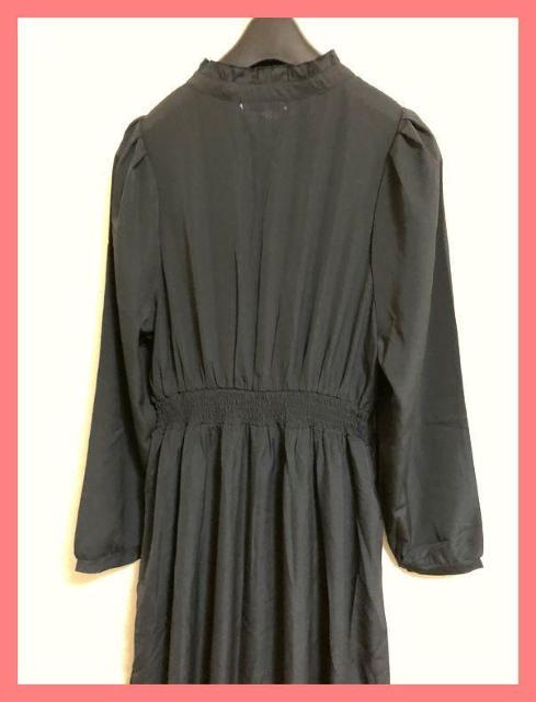 ☆今期新品☆大人カワイイ♪フリル襟ジョーゼットフレアロングワンピL黒☆ < 女性ファッション ☆今期新品☆大人カワイイ♪フリル襟ジョーゼットフレアロングワンピL黒☆ < 女性ファッションの