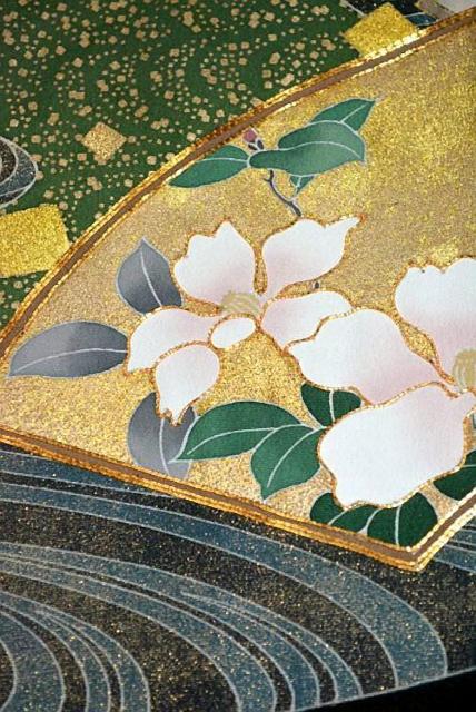 黒留袖 中古 送料無料 身丈161.5cm 裄66cm 最高級 未使用品 金駒 金彩 地紙 流水 花尽くし 比翼付き T3584 < 女性ファッション  黒留袖 中古 送料無料 身丈161.5cm 裄66cm 最高級 未使用品 金駒 金彩 地紙 流水 花尽くし 比翼付き T3584 < 女性ファッションの