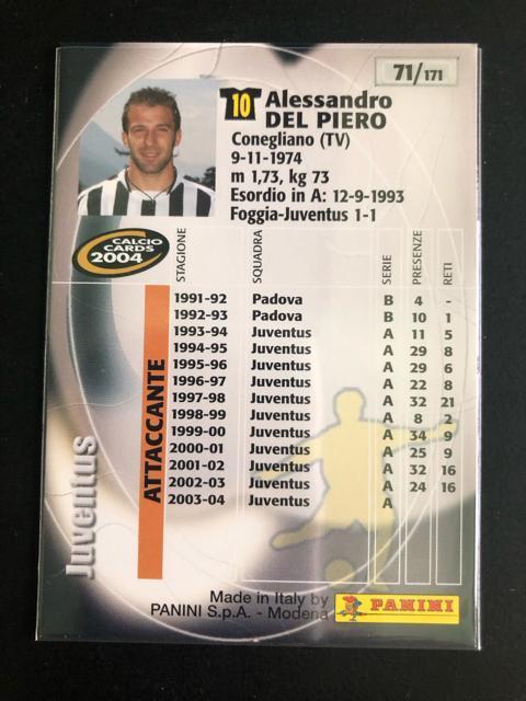 2004calcio PANINI/NO-71・ユベントス・デルピエロ < トレーディングカード  2004calcio PANINI/NO-71・ユベントス・デルピエロ < トレーディングカードの