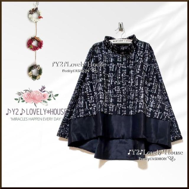 〜3L4L*レースプリント異素材テールカットチュニック*黒 < 女性ファッション 〜3L4L*レースプリント異素材テールカットチュニック*黒 < 女性ファッションの