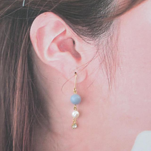 エンジェライトx淡水パール*サージカルステンレスピアス < 女性アクセサリー/時計 エンジェライトx淡水パール*サージカルステンレスピアス < 女性アクセサリー/時計の