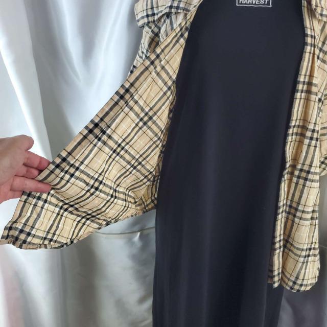 込み★643★スピンクル★チェック柄シャツ付き重ね着風ワンピース★M★ < 女性ファッション  込み★643★スピンクル★チェック柄シャツ付き重ね着風ワンピース★M★ < 女性ファッションの