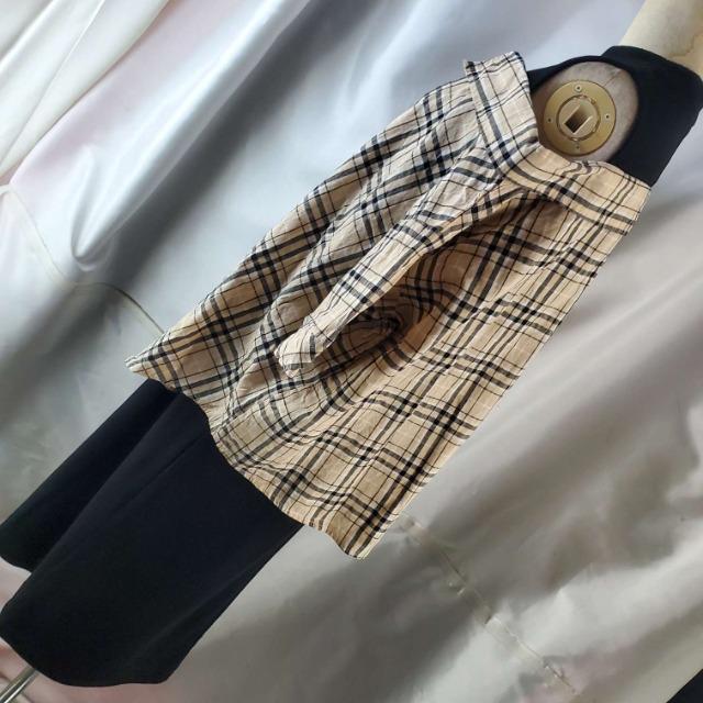 込み★643★スピンクル★チェック柄シャツ付き重ね着風ワンピース★M★ < 女性ファッション  込み★643★スピンクル★チェック柄シャツ付き重ね着風ワンピース★M★ < 女性ファッションの