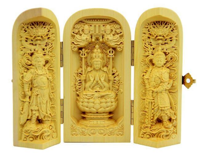 送料無料 柘植木彫仏像 千手観音 開閉式筒型 < インテリア/ライフ  送料無料 柘植木彫仏像 千手観音 開閉式筒型 < インテリア/ライフの